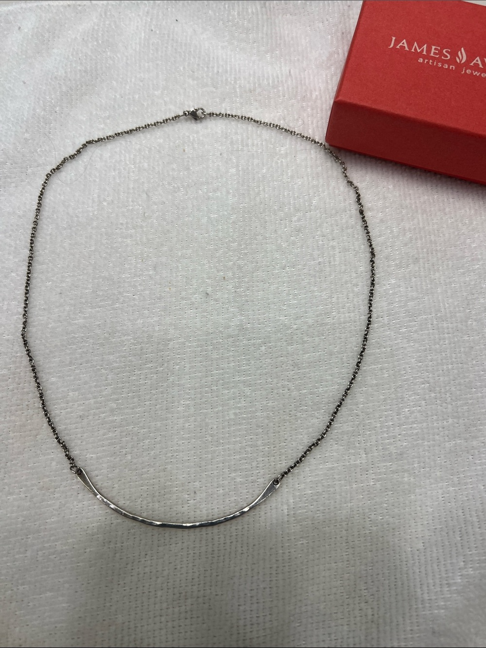 James Avery Silver Curved Bar Pendant Necklace
